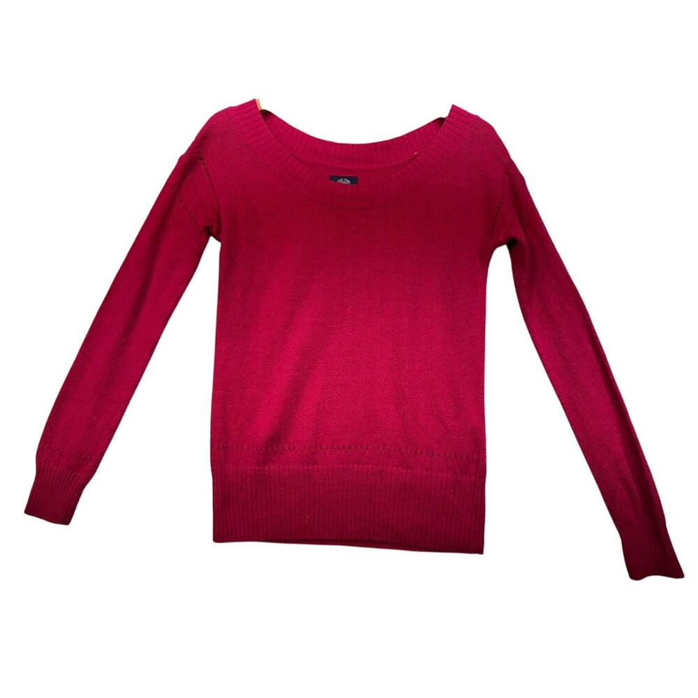 American Eagle Outfitters Womens Knitted Pullover Sweater Size M Red Long Sleeve